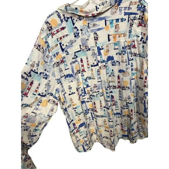 Chico's Women's Size 4 (20/22) Lighthouse Soft Long Sleeve Button Up Blouse - Picture 6 of 6